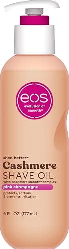 eos Cashmere Shave Oil Pink Champagne Moisturizing Soothes Prevents Irritation Razor Burn Bikini Area Approved 6 fl oz - Image 1