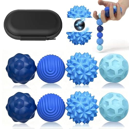 Magnetic Fidget Balls Toys (8PCS), Weighted Texture Tactile Sensory Fidget Balls, Stress Anxiety Relief Toys for Fingers Hands, Pain Stimming Tools for Adults & Teens with Autism (Blue) - Image 1
