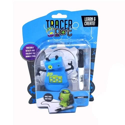 MUKIKIM TracerBot - Blue – Mini Inductive Robot That Follows The Black Line You Draw. Fun, Educational, and Interactive STEM Toy with Limitless Ways to Play! Promotes Logic and Creativity Training - Image 1