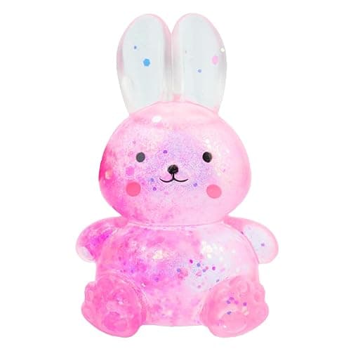 Sezua Squishy Fidget Stress Ball - Easter Basket Stuffers, Taba Squishies Squeeze Sensory Rabbit Toys, Rabbit Squishy Sugar Stress Ball Toys for Adult Kid, Glitter Rabbits Gift for Birthday Christmas - Image 1