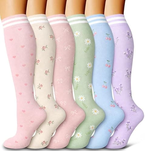 6 Pack Copper Compression Socks for Women and Men Circulation-Best Support for Medical,Running,Nursing,Athletic - Image 1