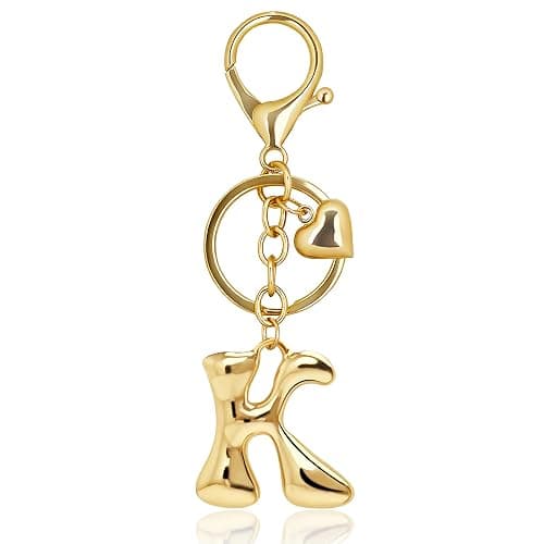 BydGxy Gold Bubble Heart Initial Bag Charms for Handbags – Cute Initial Letter Keychain for Women, Purse Charms, Gold Gift - Image 1
