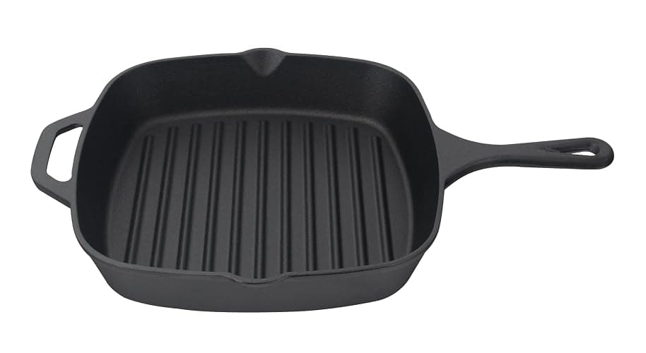Jim Beam , Pre Seasoned Cast Iron Square Skillet with Ridges, 16", Black - Image 1