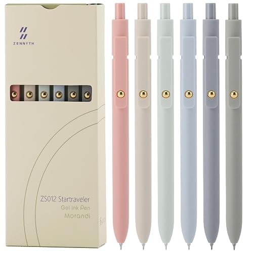 Ddaowanx Gel Pens, 6 Pcs 0.5mm Quick Dry Fine Point Smooth Writing Pens, Cute Office School Supplies Gifts for Women (6 Pcs Morandi-Black Ink) - Image 1
