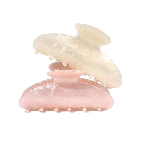 2 Acetate Hair Claw Clips for Women, 3.5 Inch Claw Clips with Strong Hold, Non Slip Cute Glitter Hair Clips for Thick or Thin Hair Half Up Styles, Low Buns, Quick Updos, Everyday Hair Accessories - Image 1