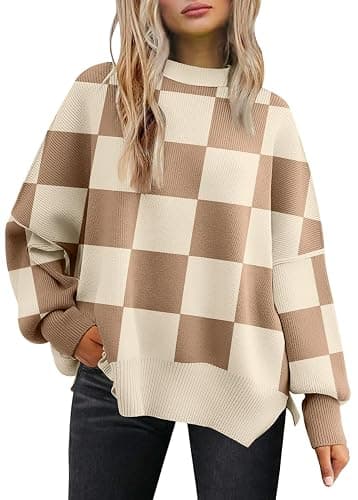 LILLUSORY Women's Oversized Batwing Sweaters 2025 Fall Outfits Trendy Crewneck Knit Side Slit Fashion Pullover Tops - Image 1