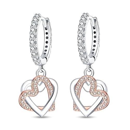 TINSLO 925 Sterling Silver Women Earrings, Sparkling Star and Moon Earrings, Various Hypoallergenic Earrings, Best Gift for Women - Image 1