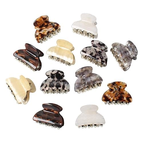 1.57 inch Small Acrylic Hair Claw Clips for Girls and Women Marbling Hair Clips,Plastic No-Slip Grip Jaw Hair Clip Hair Jaw Clamp,Pack of 12 - Image 1