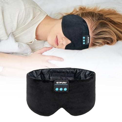 Sleep Mask Bluetooth 5.4 Headphones Soft Wireless Headband Eye Mask Blackout with Microphone (Black M) - Image 1
