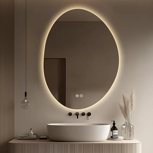 Yoding LED Bathroom Mirror with Lights 25x33, Stepless Dimmable Irregular LED Mirror with 3 Colors, Anti-Fog, Memory, Al-Alloy Lampshade, Frameless Makeup Mirror for Bathroom (Horizontal/Vertical) - Irregular D - 33"L x 25"W - Image 1