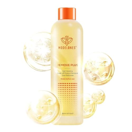 Modelones Acetone Nail Polish Remover, Professional Gel Polish Remover, Nail Glue Remover Natural Formula with Jojoba Oil for Nail Moisturizing & Care, Acrylic Dip Powder Remover(8 FL.Oz.), Lemon - Image 1