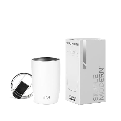 Simple Modern Travel Coffee Mug Tumbler with Flip Lid | Reusable Insulated Stainless Steel Cold Brew Iced Coffee Cup Thermos | Gifts for Women Men Him Her | Voyager Collection | 12oz | Winter White - Image 1