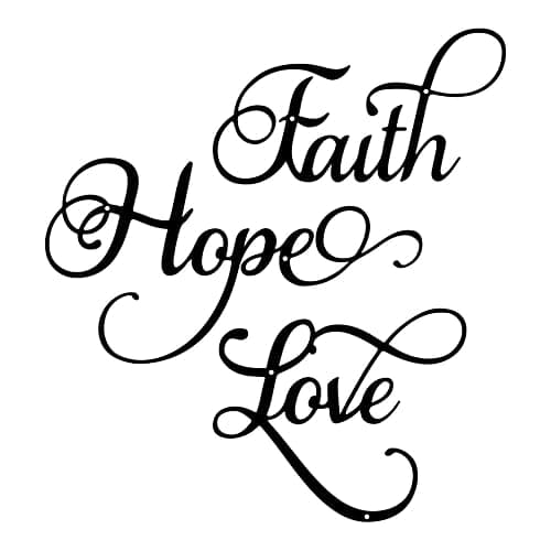 ESTART Faith Hope Love 3 Pieces Metal Wall Decor Inspirational Black Letter Sign Wall Art Rustic Vintage Farmhouse Word Metal Sign Family Wall Decor for Home Bedroom Living Room - Image 1