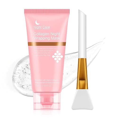 Akeeronn Collagen Overnight Wrapping Peel Off Facial Mask, Collagen Night Wrapping Mask, Hydrating Anti Wrinkle Lifting for All Skin Types, Firming&Elasticity Sleeping Mask (Brush Included) - Image 1