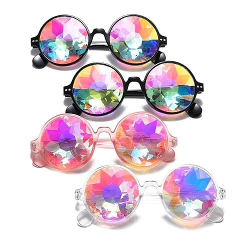 RuiJinGen Trippy Psychedelic Festivals Kaleidoscope Rainbow Sunglass Rave Goggle Glasses Prism Diffraction - Image 1