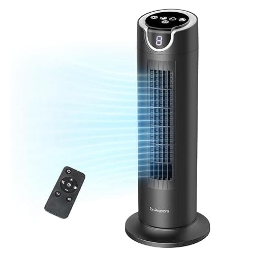 DR.PREPARE Tower Fan for Bedroom, 25 dB Quiet DC Bladeless Fan with Remote, 8 Speeds, 1-8H Timer, 80° Oscillating Fans for Indoors, 16 Inch Portable Desk Table Fans for Room, Home, Office - Image 1