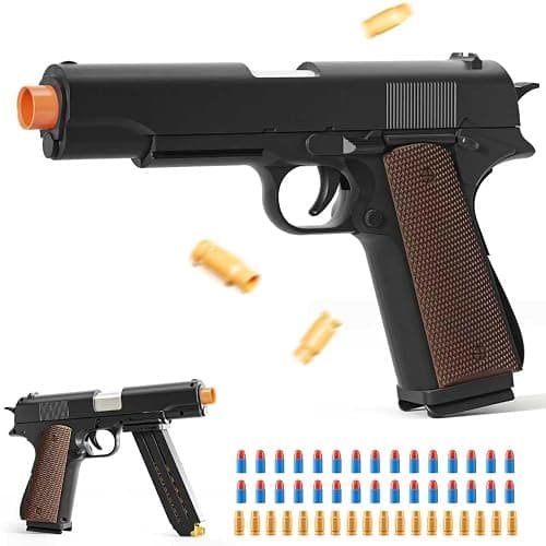 Soft Bullet Toy Gun Pistol with Shell Ejecting for Boys, Toy Foam Blasters Guns for Outdoor/Indoor Shooting Game, Fake Gun Prop for Halloween, Educational Play Toy Gun (91-Brown) - Image 1