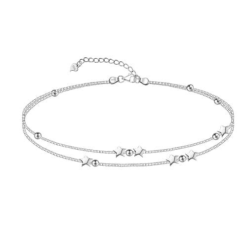 LINGBG JEWELRY Layered Bracelets 925 Sterling Silver Heart Love Bracelets Star Bracelets for Women Double-Stranded Bracelets Adjustable Bracelets Mother's Day Jewelry Gifts - Image 1