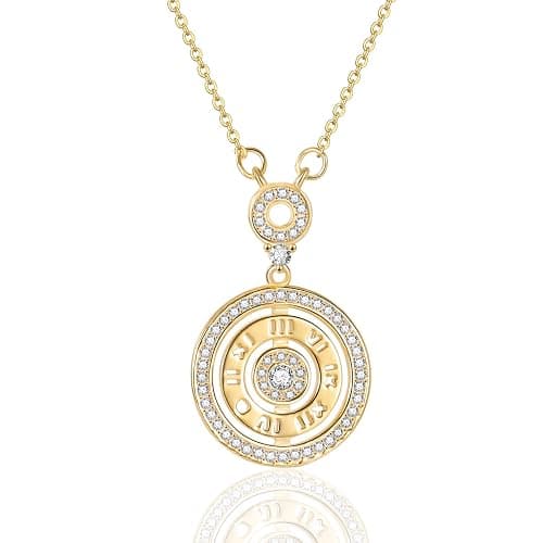 Vxddy Women Necklace Roman Numbers Pendant 18k Gold-Plated Sterling Silver Womens Dainty Modern Necklaces Jewelry - Image 1