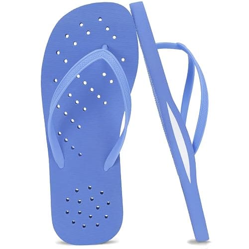 WIDE TOE BOX Women's Quick-Dry Shower Shoes Non-Slip Flip Flops with Arch Support & Drainage Holes for Beach, Pool, Dorm, Bathroom, Spa, Gym & Travel - Image 1