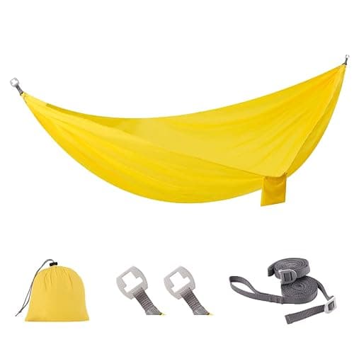 Sunyear Camping Hammock Ultralight (10oz)-600lbs Portable Hammock with Patent Quick-Adjust Buckles and 2 * 10 ft Tree Straps,Backpacking, Hiking, Travel, Outdoor/Indoor(104" x 56") - Image 1