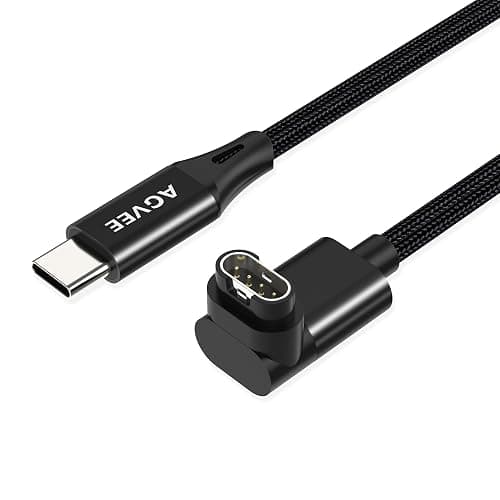 AGVEE 1.5ft Short Charger for Garmin Watch USB C, L-Shape Charging Cable for Fenix, Forerunner, Vivoactive, Instinct, Venu, Tactix, Approach, D2, Quatix Series, Right Angle Braided, Black - Image 1