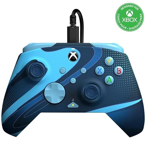 PDP Gaming REMATCH GLOW Enhanced Wired Controller: Licensed Xbox Series X|S Gamepad, Xbox One, Windows PC, Mappable Back Buttons, Audio Controls, Customizable Companion App: Blue Tide Glow in the Dark - Image 1