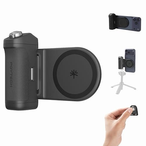 PGYTECH MagCam 2 Impugnatura per Smartphone Kit Modulare 3-in-1, Telecomando Bluetooth, Impugnatura di Ricarica e Supporto Wireless Magnetico MagSafe, per iPhone 12–17/Android 14 (Nero) - Image 1
