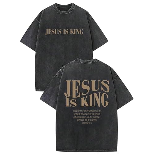 KEEVICI Boys Faith Over Fear Shirt Christian Jesus T Shirts for Kids Bible Verse Religious Graphic Tees Acid Wash Tshirt - Image 1
