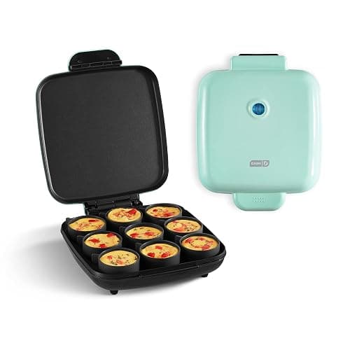 Dash Family Size Egg Bite Maker - Electric Egg Bite Maker with Non-Stick Silicone Cups - Space-Saving Design & Quick Cleanup - Make Sandwiches, Healthy Snacks & Desserts - 9 Servings, Aqua - Image 1