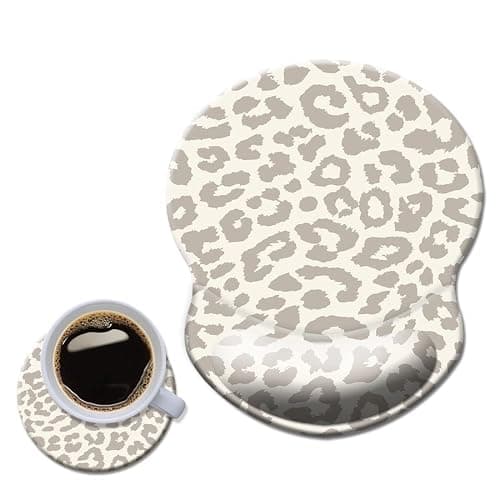 Mouse Pad with Wrist Support, Non Slip Mousepad Wrist Rest for Office, Computer, Laptop & Mac- Durable & Comfortable & Lightweight Ergonomic Support Mouse Mat Leopard Print - Image 1
