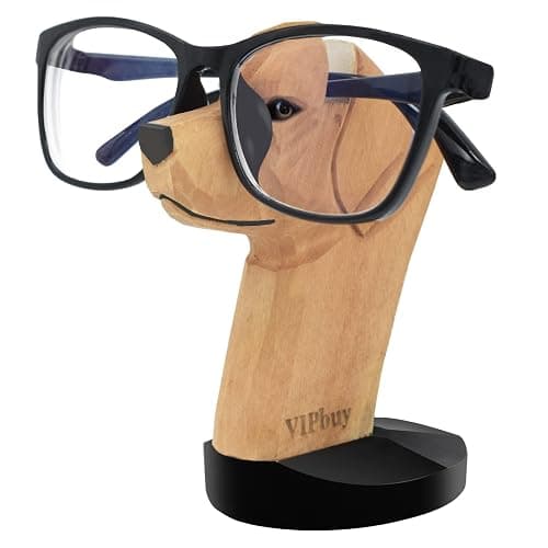 VIPbuy Handmade Labrador Retriever Shape Wood Carving Glasses Spectacle Holder Stand Sunglasses Display Rack Home Office Desk Décor Christmas Gift - Image 1
