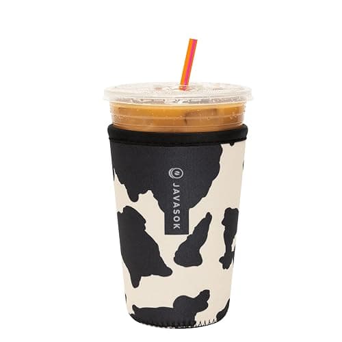 Sok It JavaSok Iced Coffee & Cold Soda Insulated Neoprene Cup Sleeve (Cow Print, Medium: 22-28oz) - Image 1