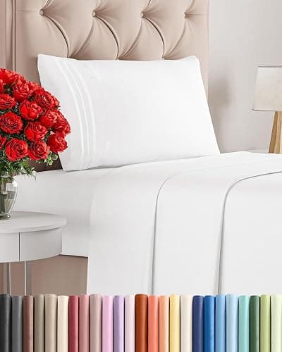 Twin XL Size 3 Piece Sheet Set - Comfy Breathable & Cooling Bed Sheets Set - Hotel Luxury Bedding for Women, Men, Kids, Teens, Boys & Girls - Deep Pockets, Ultra-Soft, Wrinkle Free - Oeko-Tex - White - Image 1