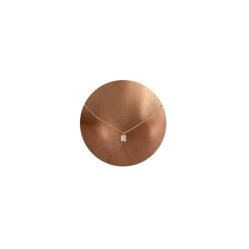 Tewiky Diamond Pendant Necklace for Women, Dainty Gold Layered Necklaces 14k Gold Plated Stacked Cuban Paperclip Chain Choker Necklaces Aesthetic Simple Gold Necklace Jewelry Gifts for Women - cz pendant gold - Image 1