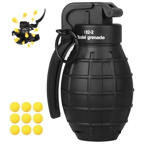 Toy-Hand Grenade for CS Battle Game,with 9 Foam Ammo Model Tactical CS-Grenade Fun Impact Gel Toys Halloween Outdoor Sport for Age 14 Years Old and up and Adults,Black - Image 1