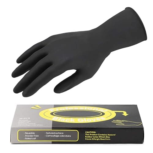 Segbeauty Hair Dye Gloves, 20 Counts Black Reusable Hair Color Gloves Professional Washable Rubber Glove Hair Coloring Accessories for Home Cleaning Hair Dye Salon Highlighting - Medium - Image 1