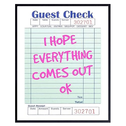 Cute Art Cool Wall Decor - Inspiration Quote Wall Decor for Women - funny Bathroom Accessories for Girls, Indie Room Picture, Girly Print, Cute Bathroom Art, Pink Teen Bedroom Artwork- Guest Check - Image 1
