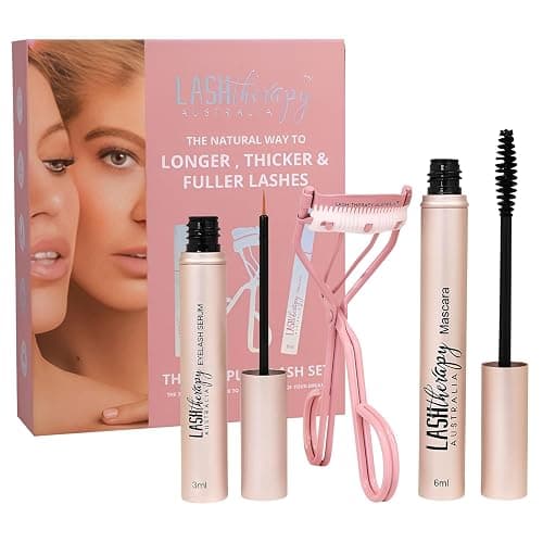 Lash Therapy Australia Complete Lash Set. Includes Eyelash Serum 3ml, Paired With Our Serum Infused Mascara 6ml & Eyelash Curler. Longer, Thicker & Fuller Lashes - Image 1