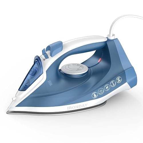 IRONDAY Steam Iron for Clothes Fast Heating, 1200W Iron with Non-Stick Ceramic Soleplate, Self-Cleaning, Burst of Steam, Spray Mist, 7.03oz Water Tank Ironing Clothes for Home, Blue - Image 1