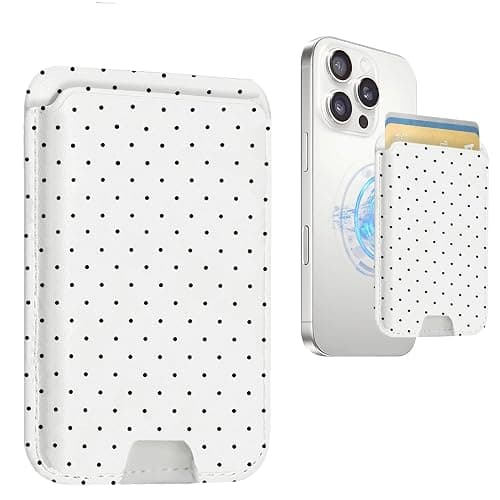 SANHERW Compatible with Magsafe Wallet Magnetic Card Holder,Cute Leather Polka Dot Phone Wallets with Women Girl for iPhone 16/15/14/13/12 Series Slim for Apple Mag RFID Magnet, Fit 3 Cards - Image 1