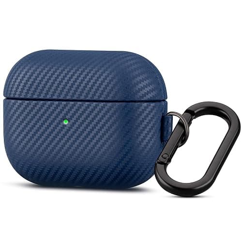 Haobobro Leather Case - for AirPods Pro 3 Case Cover with Keychain - Selected Skin-friendly Leather, Carbon Fibre Texture, Handmade Shockproof Hard Cover for AirPods Pro 3rd Generation Earbuds - White - Image 1