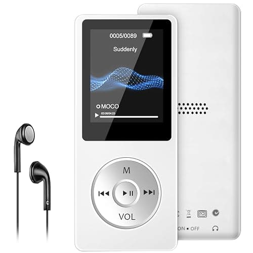 MP3 Player with Bluetooth 5.0, 1.8 inch Screen Portable Music Player with HD Speaker, HiFi Music Supports FM Radio, Voice Recorder, Supports Expanded Up to 128GB(White, 32GB) - Image 1
