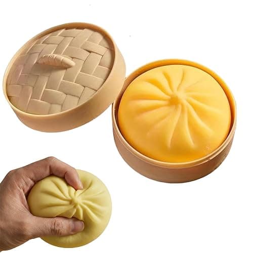 Giant Glitter Dumpling, Giant Dumpling Squishy, Mega Rainbow Dumplings, Cute Anxiety Relief Fidget Toy, Soft Squeeze Decompression Dough for Adults (Yellow) - Image 1