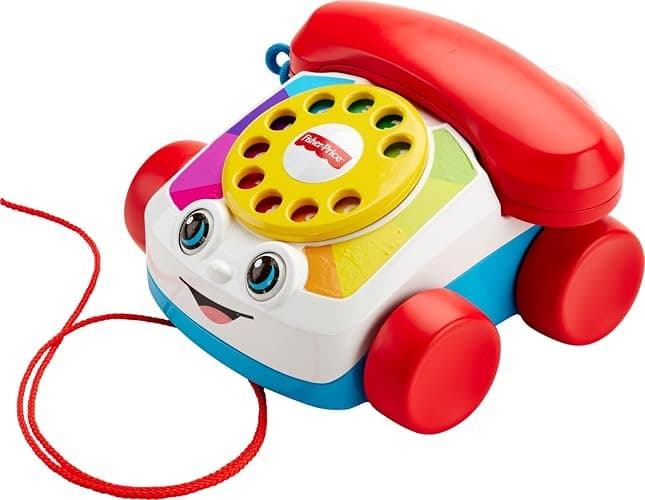 Fisher-Price Toddler Pull Toy Chatter Telephone Pretend Phone with Rotary Dial and Wheels for Walking Play Ages 1+ years - Image 1