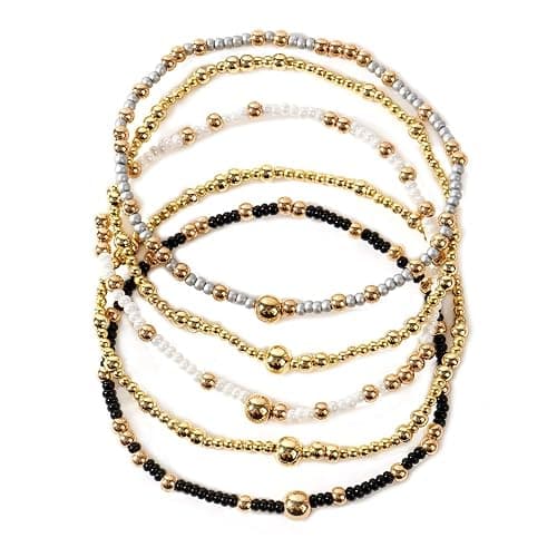 SHINUS BOHO 14K Gold Plated Beaded Bracelets Stack Set for Women,Stretch Boho Colorful Beads Ball Jewelry Friendship Summer Trendy - Image 1
