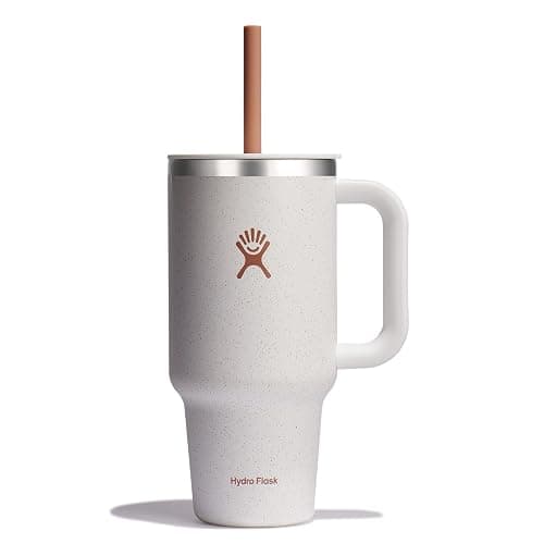 Hydro Flask Travel Tumbler with Handle, Lid and Straw - Insulated Stainless Steel in 32 Oz Seasalt - Image 1