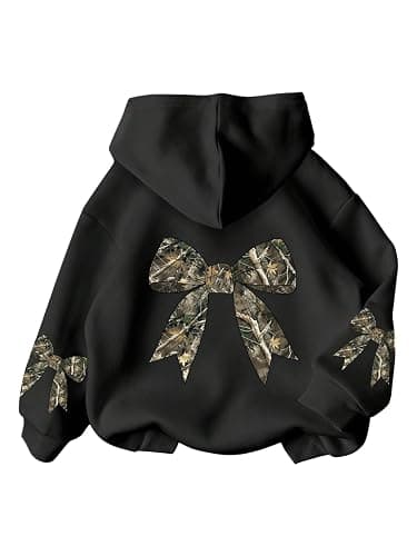RoseSeek Girl's Bow Cheetah Leopard Hoodies Long Sleeve Pullover Tops Preppy Cute Sweatshirts Hoodies - Image 1