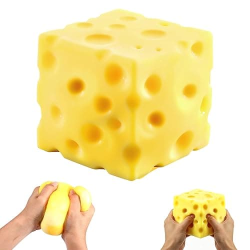 Cheese Squishy 2.4 Inch,Squishies Cheese Block Squeeze Toy,Stress Relief Sensory Fidget Toy,Holiday & Birthday Gifts for Teens & Adults - Image 1