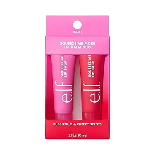 e.l.f. Squeeze Me More Lip Balm Duo, Moisturizing Balm For A Sheer Tint Of Color, Made With Hyaluronic Acid, Vegan & Cruelty-Free, Cherry & Bubblegum - Image 1